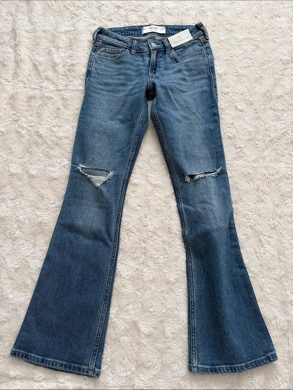 Hollister Medium Blue Distressed Flare Jeans